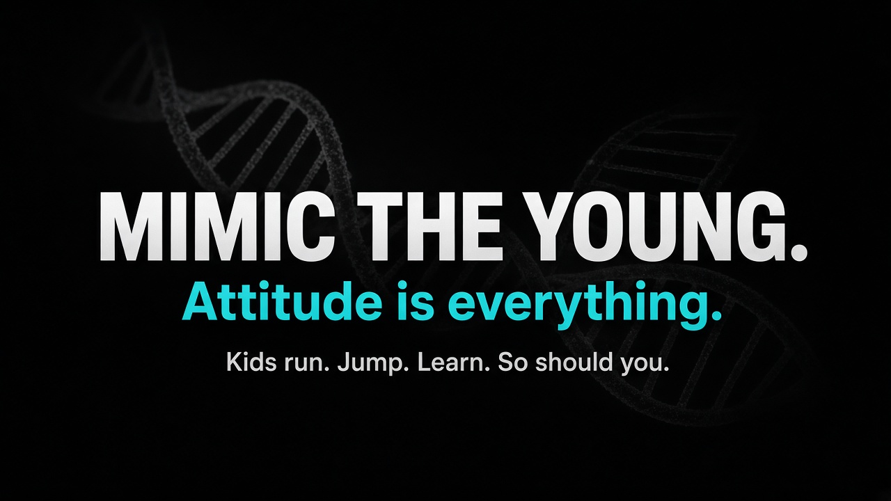 Mimic the Young. Attitude is everything. Kids run. Jump. Learn. So should you.